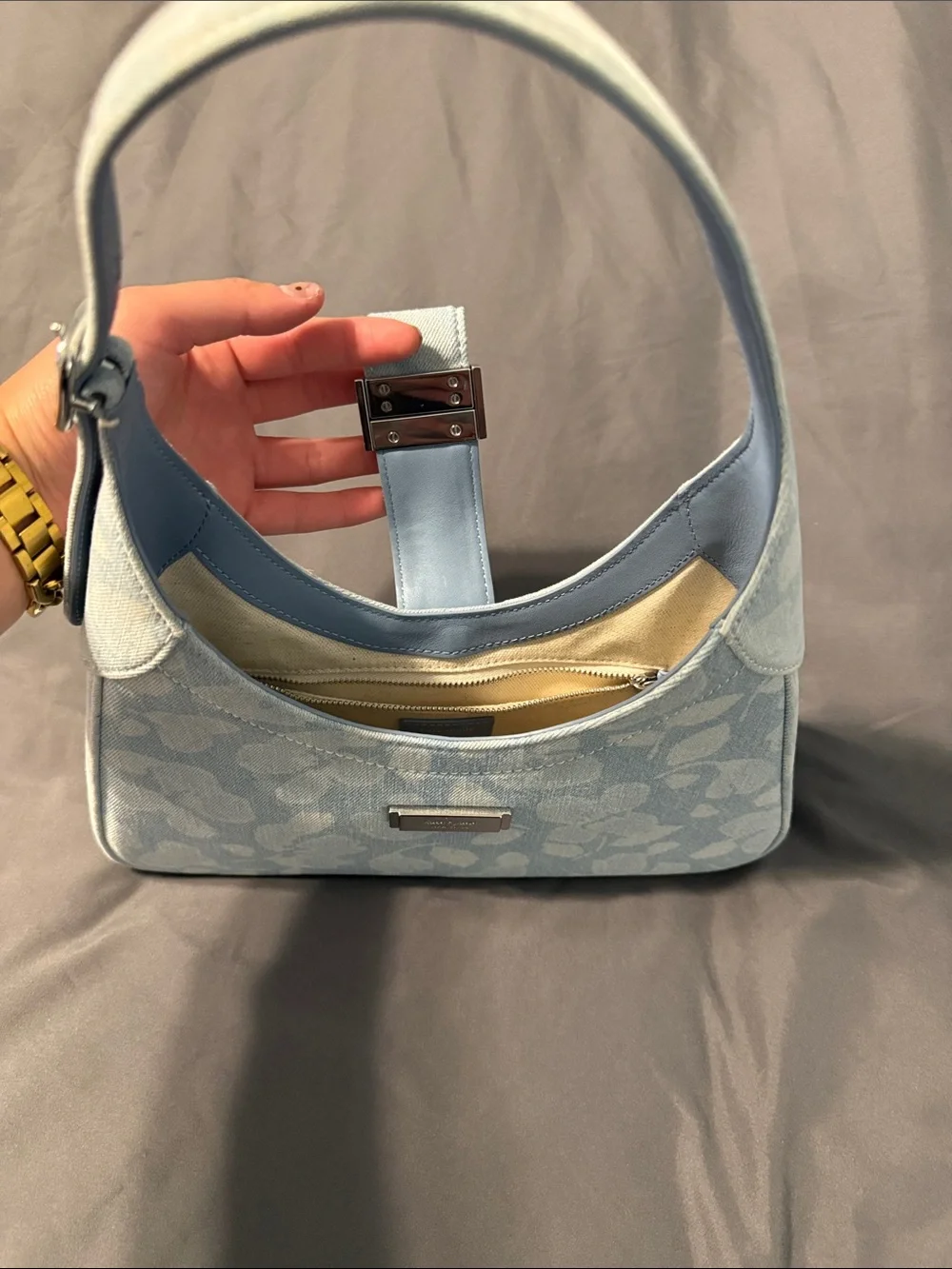 kate spade Pale Blue Floral Jacquard Shoulder Bag